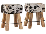 Bar Stool 2 pcs Black and White 44 x 33 x 74 cm Real Leather 42042127