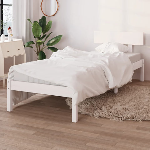 Bed Frame without Mattress White Solid Wood 100x200 cm 810138