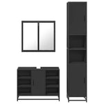 ZNTS 3 Piece Bathroom Furniture Set Black Engineered Wood 3301090