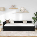 Corner Bed Frame with Headboard Black 100 cm x 200 cm Velvet 42016053