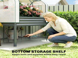 Galvanised Raised Planter with Greenhouse Cover, Metal Raised Garden Bed on Legs with Bed Liner and T3398P555111