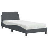 Bed with Mattress "Dover" Dark Grey Single Velvet 3208488