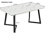 117x68cm Dining,, Metal Frame Rectangular Dining Modern Marble Pattern Kitchen WF322119AAS