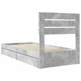 Storage Bed Concrete Grey 90 x 190 cm Engineered Wood 3411601