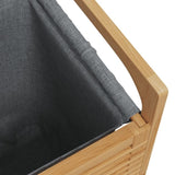 Laundry Basket with Grey Bag 32x30x36.5 cm Bamboo 373366