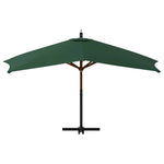 Cantilever Garden Parasol with Wooden Pole 400x300 cm Green 318428