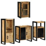 Bathroom Furniture Set 4 pcs Brown Soild Mango Wood 3305682