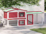 Outdoor Large Rabbit Hutch Red and White 145x45x84 cm Wood 170842