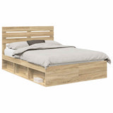Bed Frame with Headboard Sonoma 140 x 200 cm Solid Pine Wood 3411409