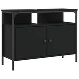 Bathroom Sink Cabinet Black Engineered wood, powder-coated steel 842441