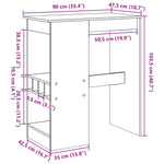 ZNTS Bar Table with Racks Old Wood 90x47.5x103.5 cm Engineered Wood 854344