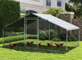 Large Chicken Coop, Galvanised Walk In Chicken Coop Hen House w/ Water-Resist Cover, 3 x 1.7 x 1.9m T3398P347610