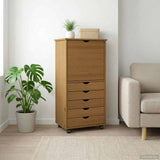Rolling Cabinet Honey Brown 53 x 39 x 103 cm Solid Pine Wood 42028368