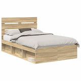 Bed Frame with Headboard Sonoma 120 x 190 cm Solid Pine Wood 3411770