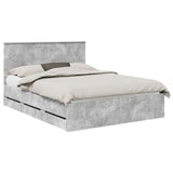 Bed Frame with Drawer Concrete Grey 150 x 200 cm Engineer Wood 3411106