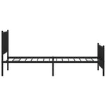 ZNTS Metal Bed Frame without Mattress with Footboard Black 100x200cm 350877