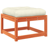 Garden Footstool with Cushions Wax Brown Solid Wood Pine 844701