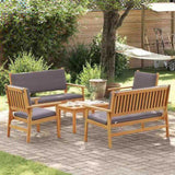 Garden Sofa Set with Cushion 5 pcs Brown Solid Acacia wood 3331814