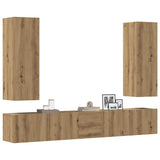 5 Piece TV Cabinet Set Wall-mounted Artisan Oak Engineered Wood 3329194