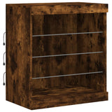 Sideboard with LED Lights Smoked Oak 60.5x37x67 cm 836697