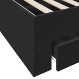 Bed Frame with Drawers without Mattress Black 120x190 cm Small Double 3280413
