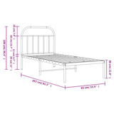 Metal Bed Frame without Mattress with Headboard White 80x200cm 353675