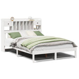 ZNTS Bookcase Bed without Mattress White 160x200 cm Solid Wood Pine 3322346