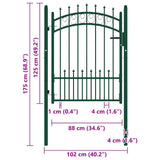Fence Gate with Spikes Steel 100x125 cm Green 146384