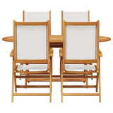 Garden Dining Set Folding 5 pcs Cream White Solid Acacia Wood 3375742