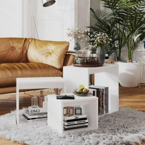 Nesting Tables 3 pcs White Engineered Wood 808576