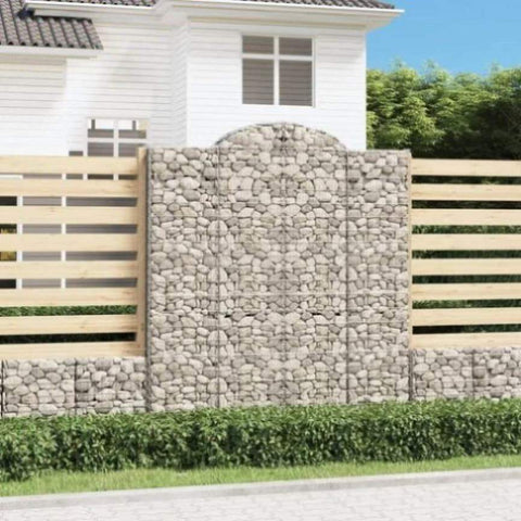 Arched Gabion Baskets 10 pcs 200x50x220/240 cm Galvanised Iron 3146454