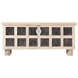 247670 Storage Box White 110x40x45 cm Solid Acacia Wood
