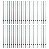 Embedded Fence Post 44 pcs Green 200 cm Powder-Coated Steel 3335927