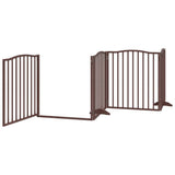 Dog Gate with Door Foldable 12 Panels Brown 960 cm Poplar Wood 3155640