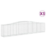 Arched Gabion Baskets 3 pcs 400x50x80/100 cm Galvanised Iron 3145944