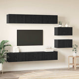 TV Cabinet Set Wall-mounted Black Oak Engineered Wood 3393352