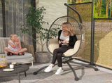 Hanging Egg Chair Outdoor Indoor Swing Chair with Folding Basket and Thickened Cushion, T3398P314186