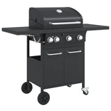 Gas BBQ Grill with 4 Burners Black Powder-coated Steel 367584