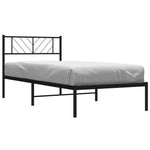 ZNTS Metal Bed Frame without Mattress with Headboard Black 90x200cm 372172