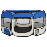 171015 Foldable Dog Playpen with Carrying Bag Blue 125x125x61 cm