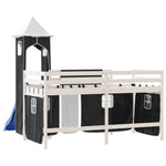 ZNTS Kids' Loft Bed with Tower without Mattress White&Black 80x200cm 3207066