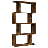 Room Divider Bookcase 4-Tier Smoked Oak 70x24x129 cm Engineered Wood 858106