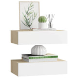 330250 Wall Drawer Shelves 2 pcs Oak and White 40x23,5x10cm MDF