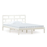 Bed Frame without Mattress White King Size Solid Wood 3101224