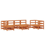 Garden Lounge Set 8 pcs Wax Brown Solid Pine Wood 3418065