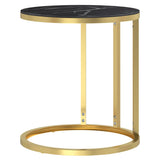 Side Table Gold and Black Marble 45 cm Tempered Glass 331663