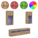 TV Wall Units with LED Artisan Oak Engineered Wood 3402981