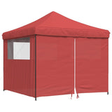 ZNTS Foldable Party Tent Pop-Up with 4 Sidewalls Burgundy 4004931