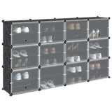 Storage Cube Organiser with 12 Cubes and Doors Black PP 4019578