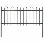 ZNTS Garden Fence with Hoop Top Steel 1.8 m Black 144929